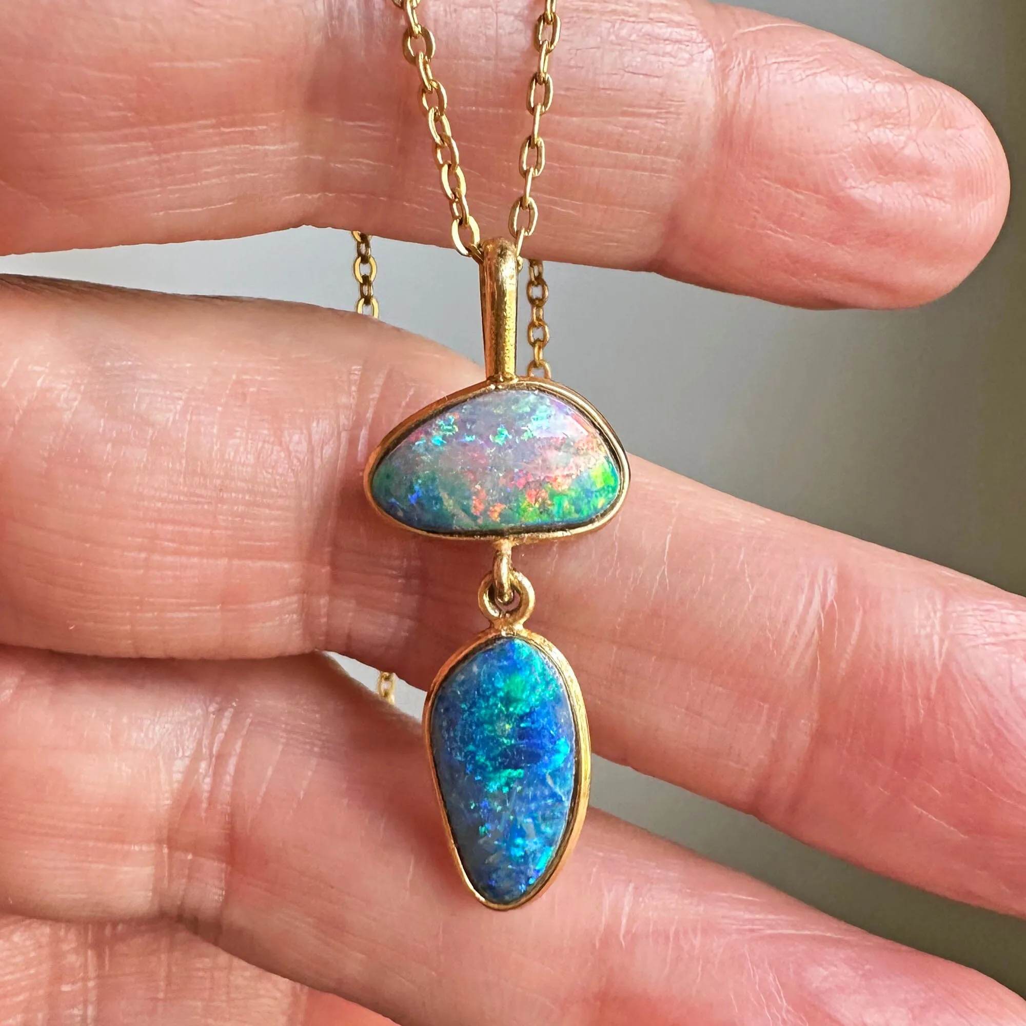 Vintage Natural Boulder Opal Pendant Necklace