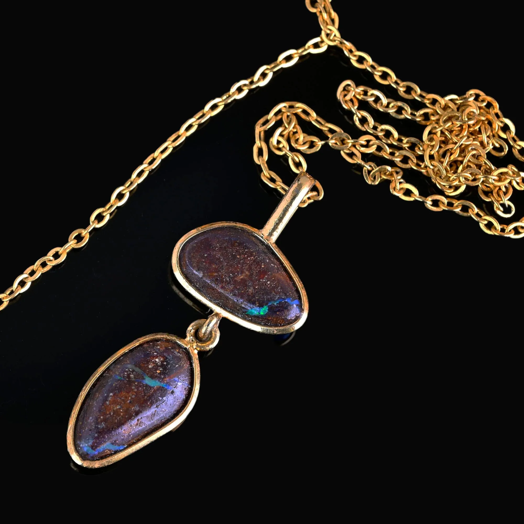 Vintage Natural Boulder Opal Pendant Necklace