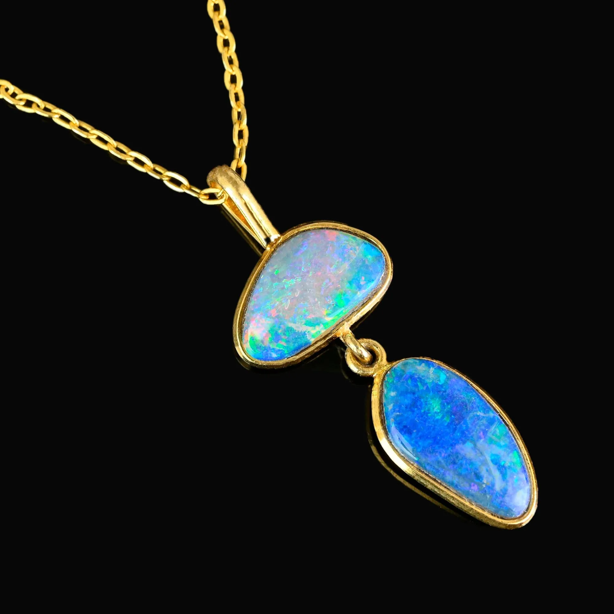 Vintage Natural Boulder Opal Pendant Necklace