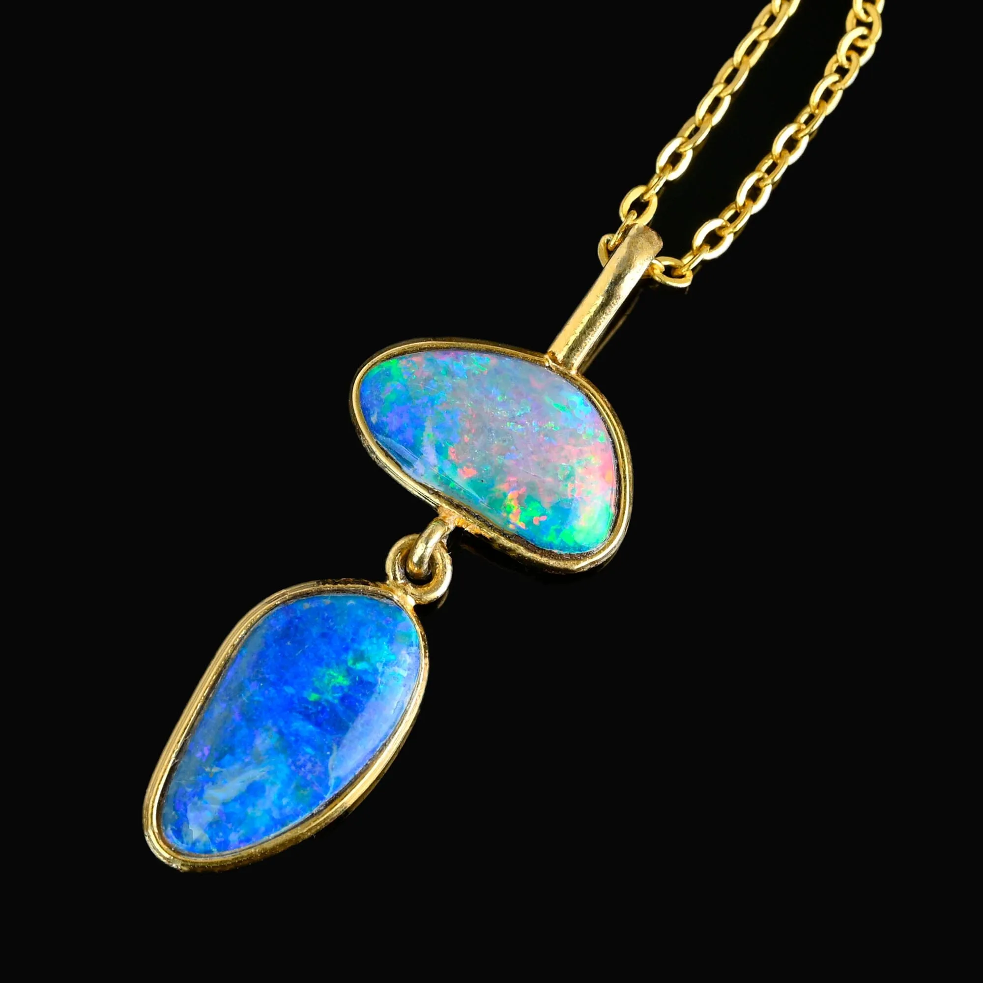 Vintage Natural Boulder Opal Pendant Necklace