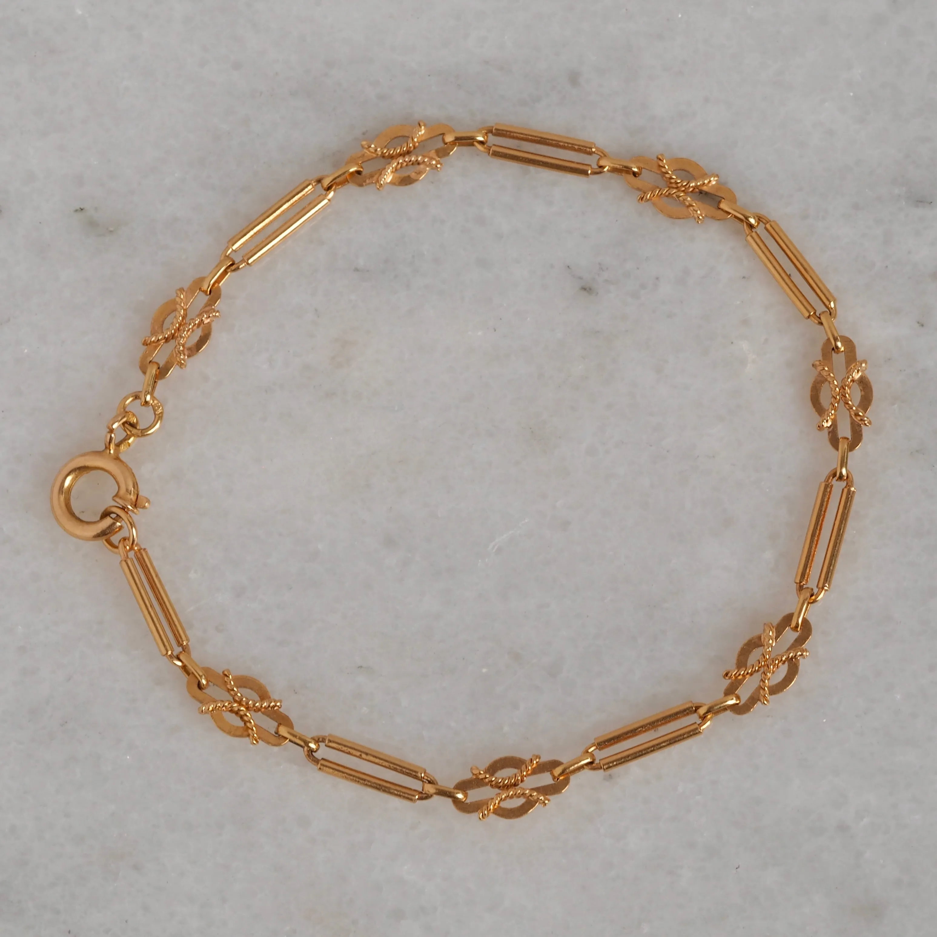 Vintage Portuguese 19k Gold Ornate Chain Bracelet