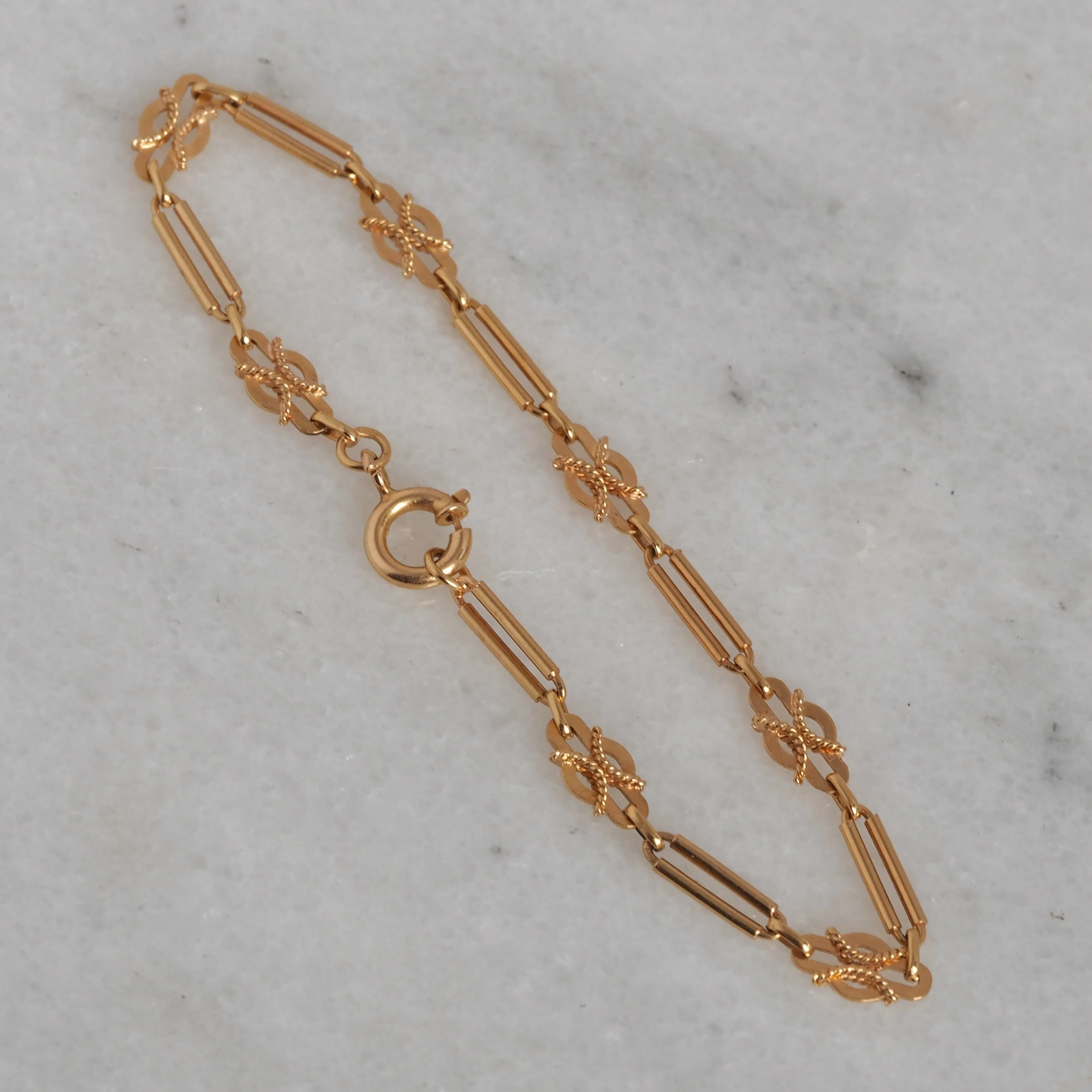 Vintage Portuguese 19k Gold Ornate Chain Bracelet