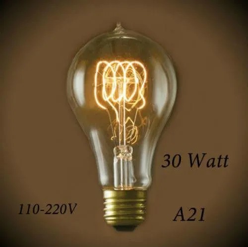 Vintage Quad Loop Filament A21 Bulb 30W - Amber