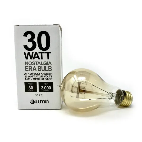 Vintage Quad Loop Filament A21 Bulb 30W - Amber