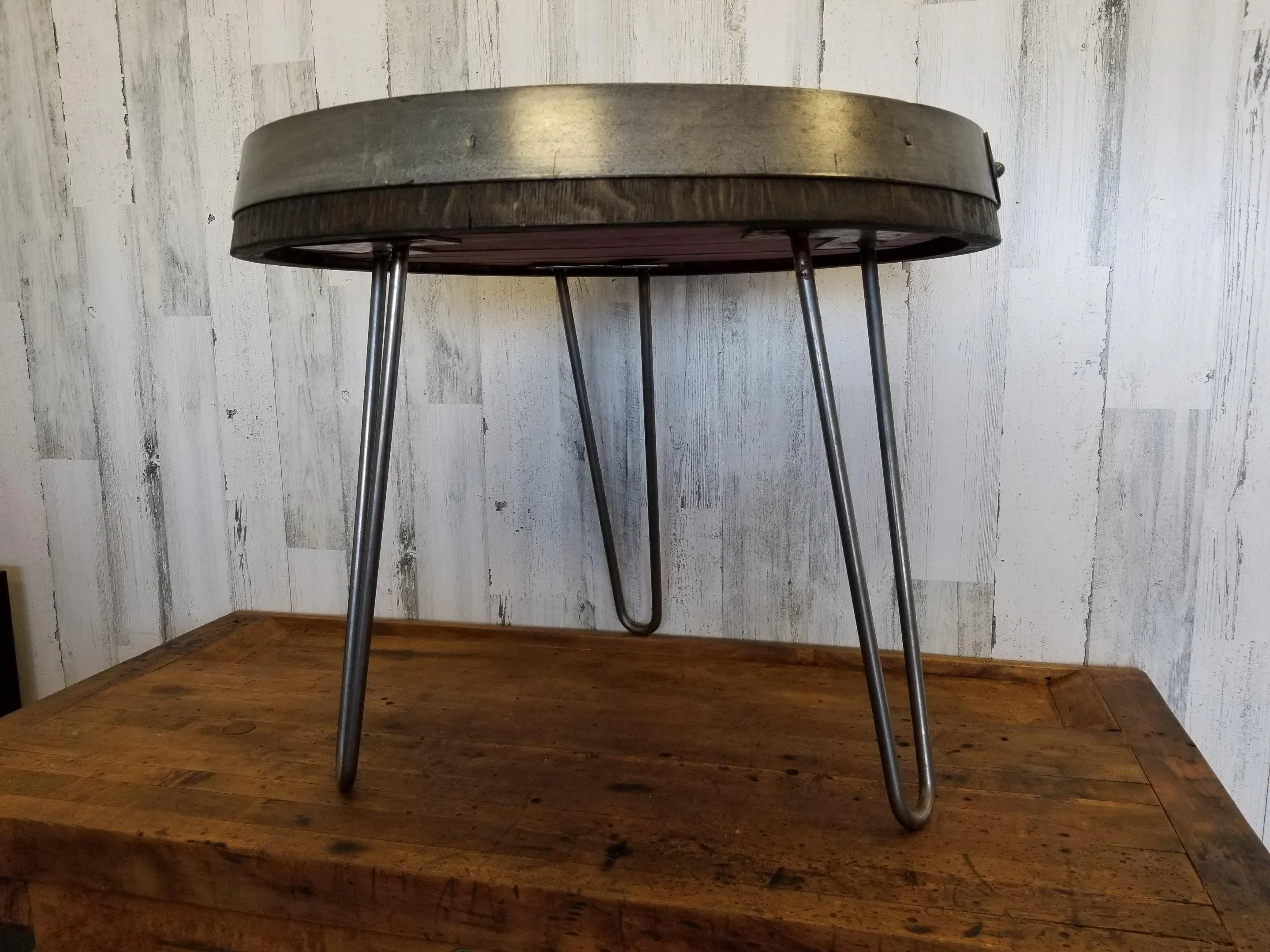 Wine Head Ebony Table with Hairpin Legs