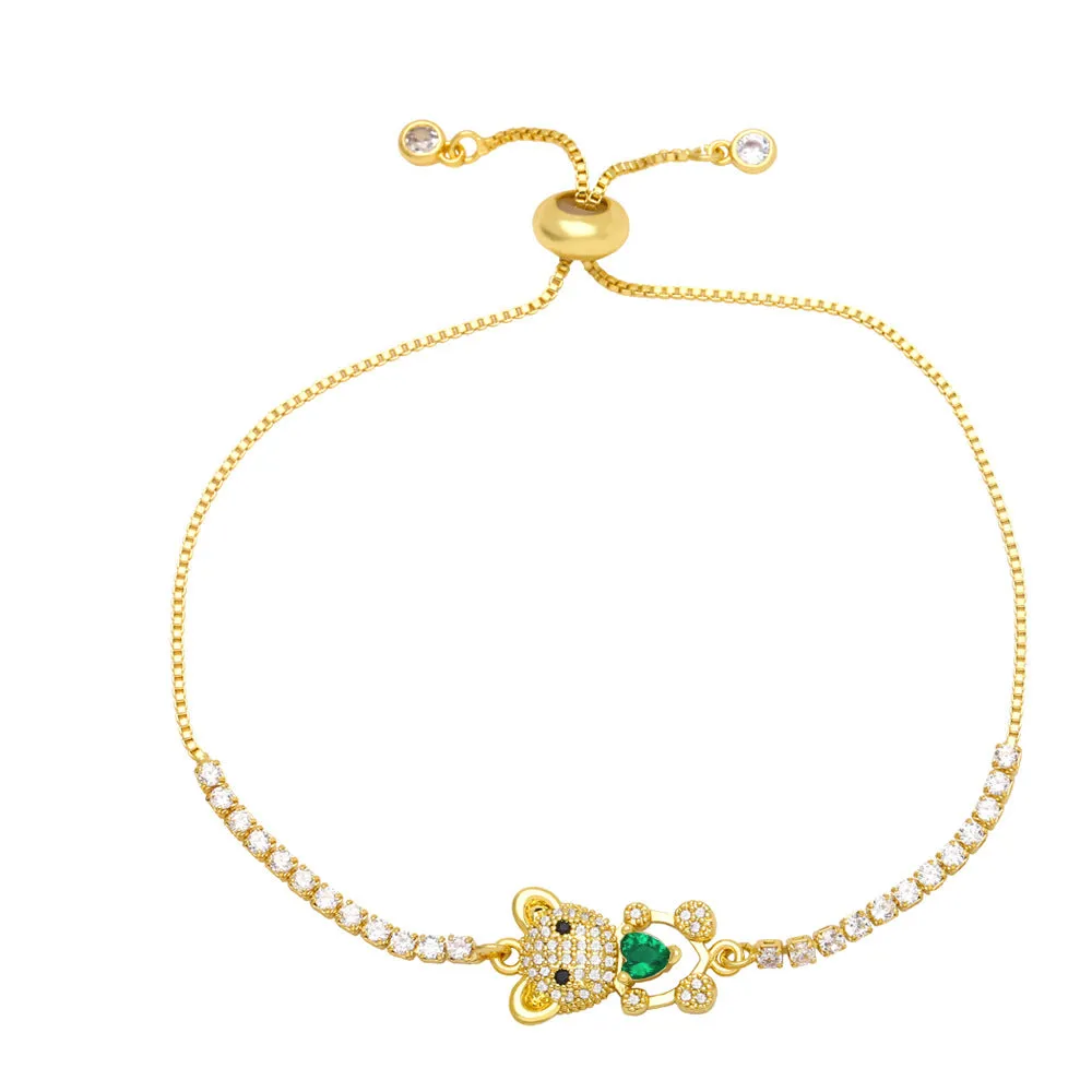 Women's Colored Zircon Love Bear Bracelet