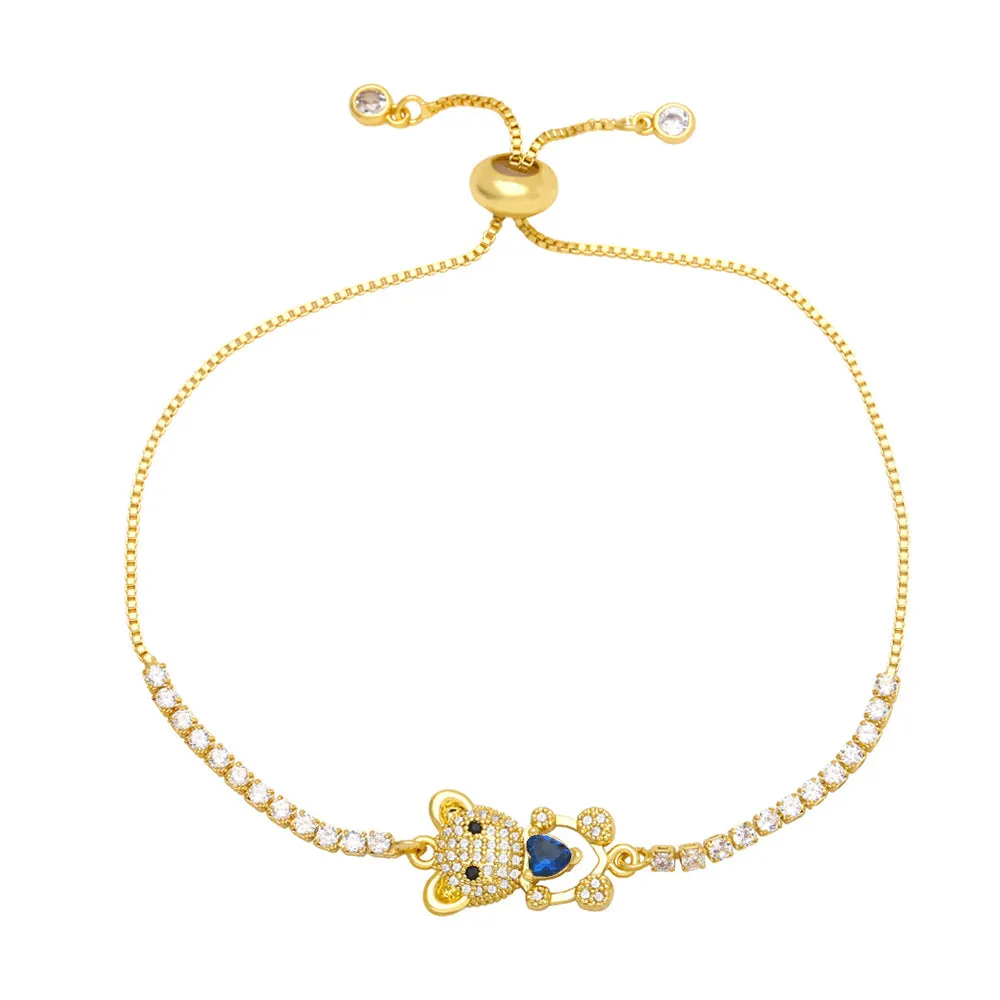 Women's Colored Zircon Love Bear Bracelet