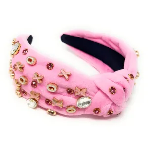 XOXO Pink Jeweled Knot Headband