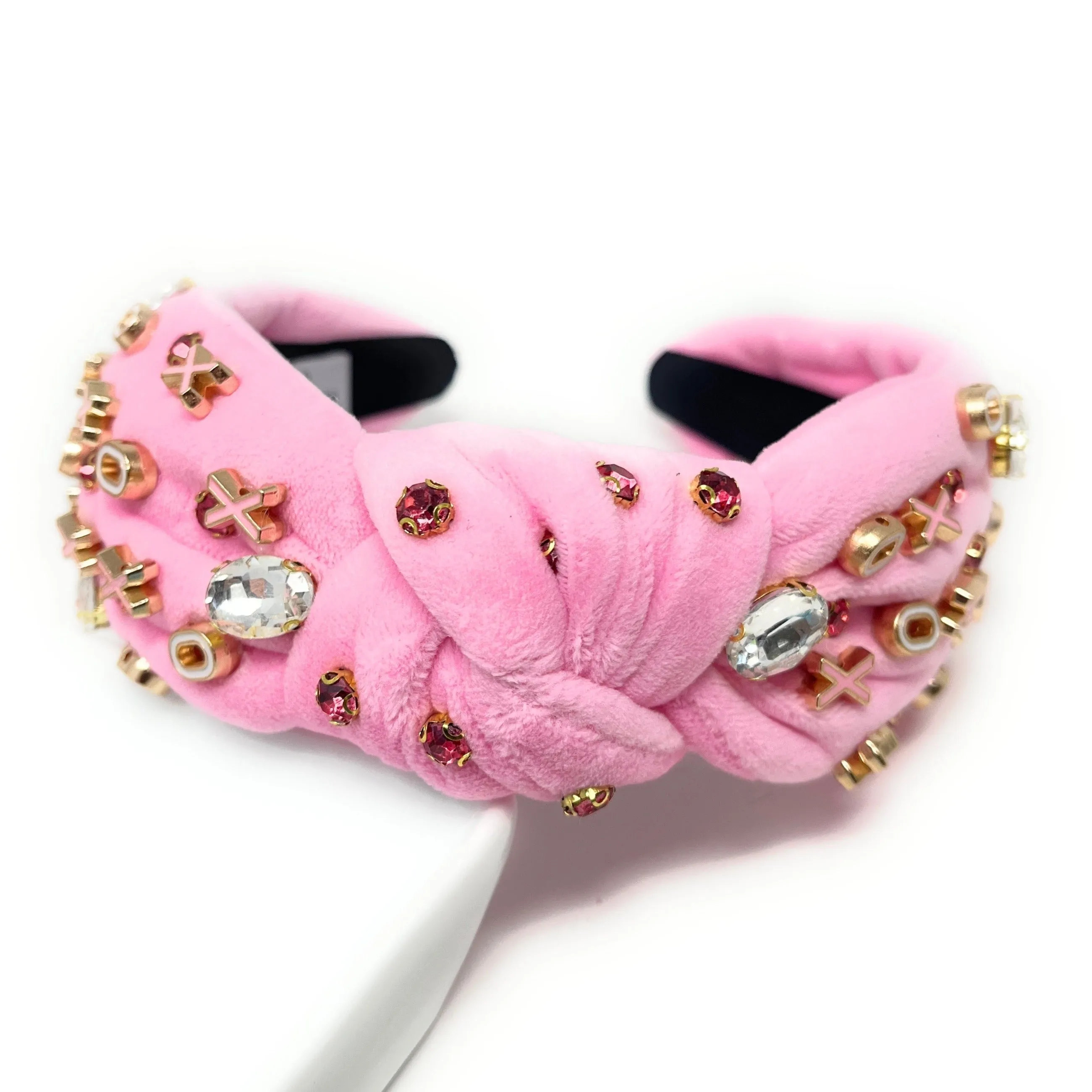 XOXO Pink Jeweled Knot Headband