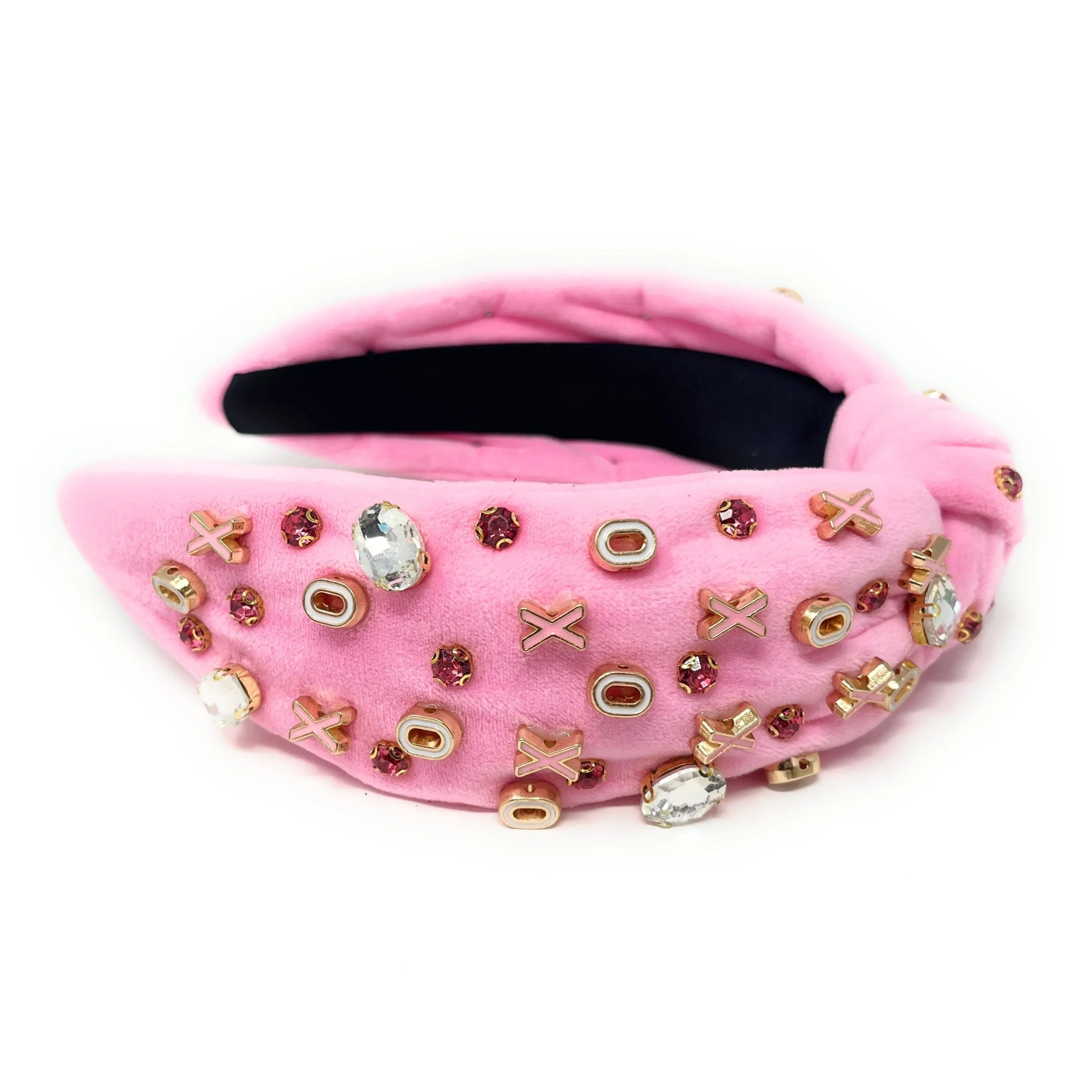 XOXO Pink Jeweled Knot Headband