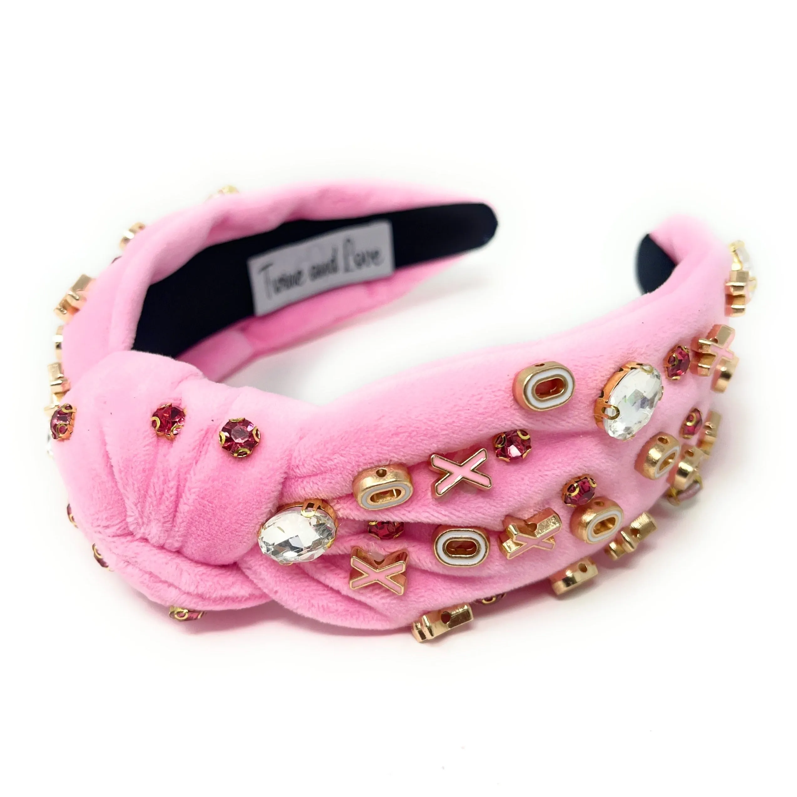 XOXO Pink Jeweled Knot Headband