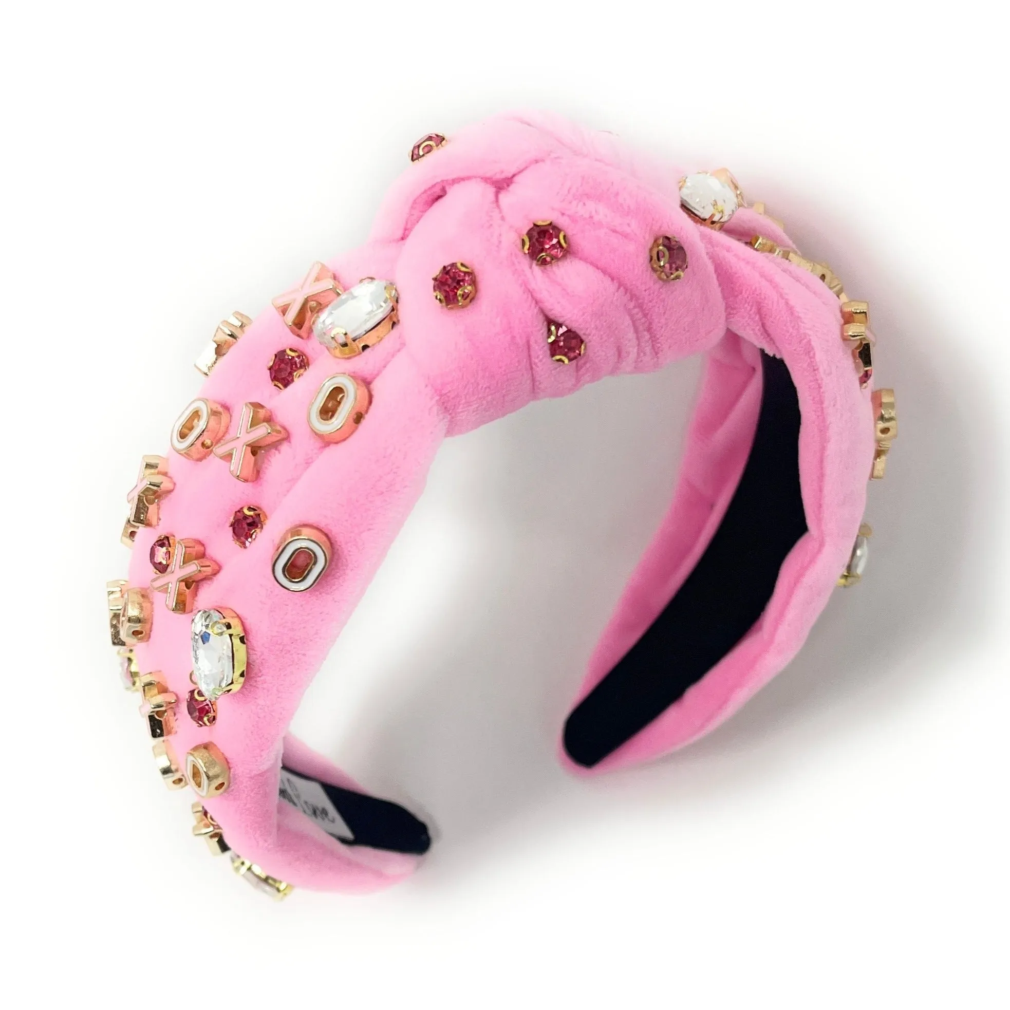 XOXO Pink Jeweled Knot Headband