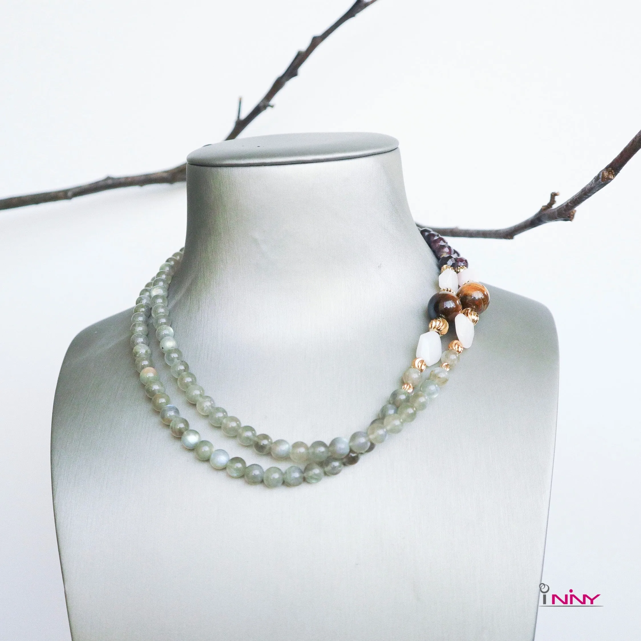 Y Shape Mixed Stone Long Necklace