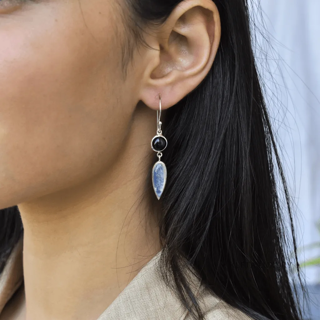 Yin & Yan - Moonstone And Onyx Earrings